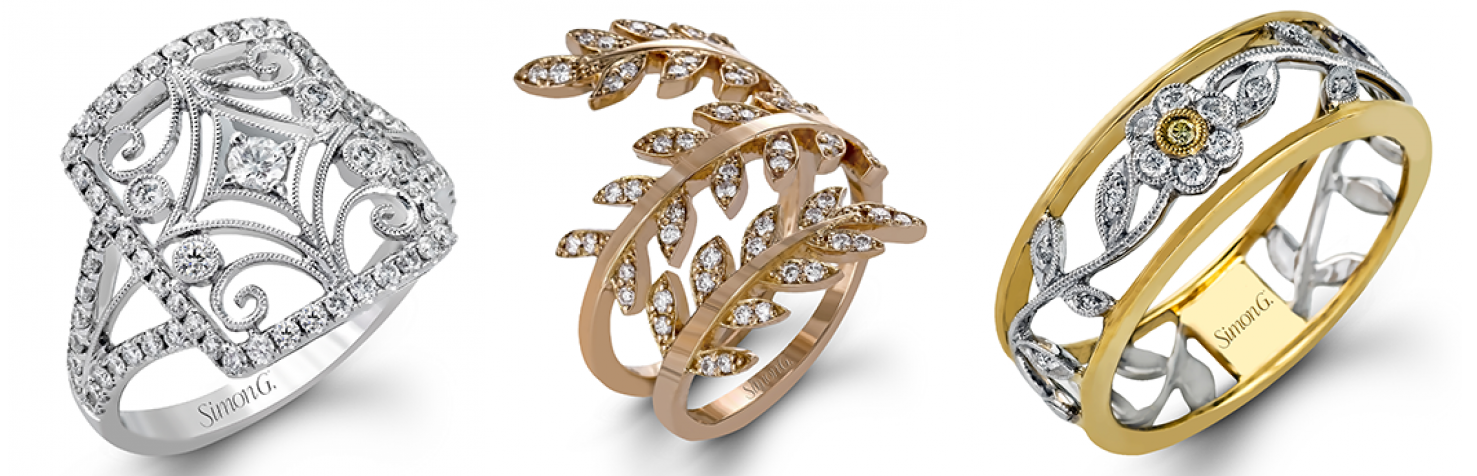 Simon G fashion Rings at Quenan's Jewelers